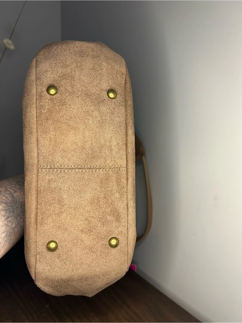 NWT Catherine Malandrino Taupe Suede Hobo Shoulder Bag